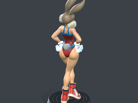 Elegant Bunny Basketball Girl Stylized Figure STL 3D Print Model