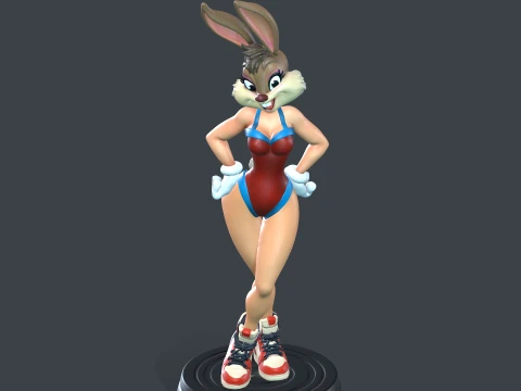 Elegant Bunny Basketball Girl Stylized Figure STL 3D Print Model
