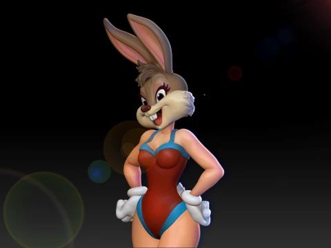 Elegant Bunny Basketball Girl Stylized Figure STL 3D Print Model