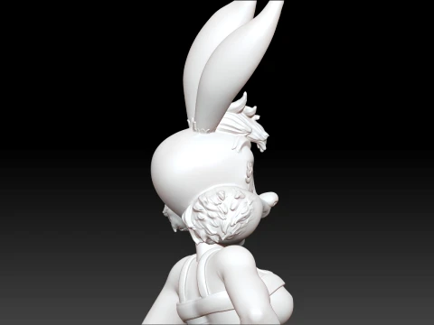 Elegant Bunny Basketball Girl Stylized Figure STL 3D Print Model