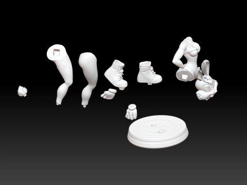 Elegant Bunny Basketball Girl Stylized Figure STL 3D Print Model