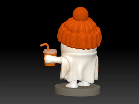 Cute Halloween Ghost with Pumpkin Hat and Trick-or-Treat Basket Chibi 3D Print STL 3D Print Model