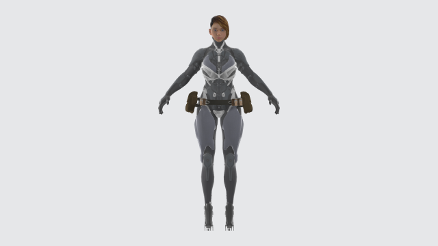 futuristic woman half robot Modelo 3D .c4d .max .obj .3ds .fbx .stl .blend 