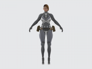 futuristic woman half robot Modelo 3D