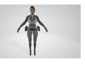 futuristic woman half robot 3D Model
