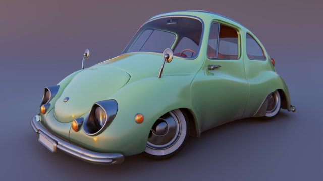 carton car subaru 360 1958 3D Model .c4d .max .obj .3ds .fbx .stl .blend 