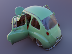 carton car subaru 360 1958 3D Model
