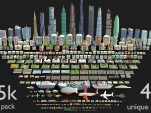 Kachelpaket Stadt 3D Low Poly 3D Modell