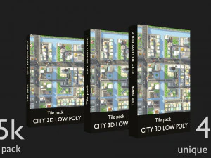 tile pack city 3d low poly 3D Model