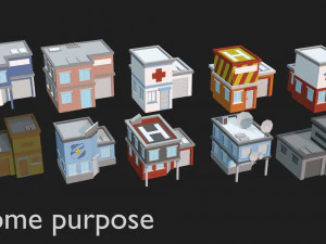 tile pack city 3d low poly 3D Model