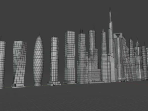tile pack city 3d low poly 3D Model