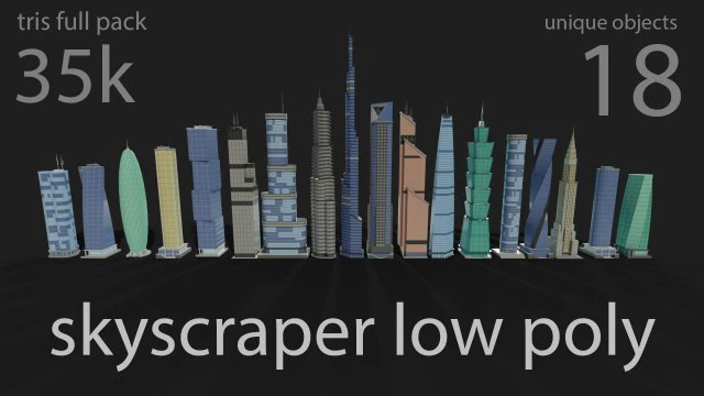 skyscraper low poly 3D Model .c4d .max .obj .3ds .fbx .stl .blend 