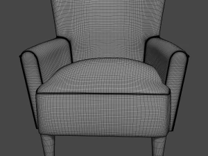 leather wing chair 3D Model