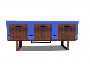 wooden three seater sofa 3D Model