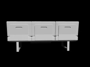 wooden three seater sofa 3D Model