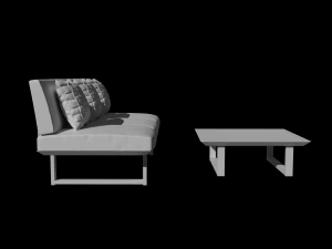 wooden three seater sofa 3D Model
