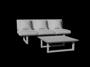 wooden three seater sofa 3D Model