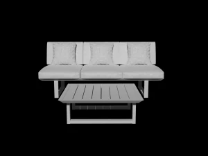 wooden three seater sofa 3D Model