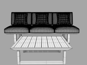 wooden three seater sofa Modelo 3D