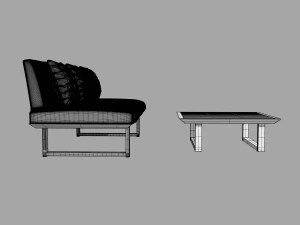 wooden three seater sofa 3D Model