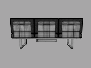 wooden three seater sofa 3D Model