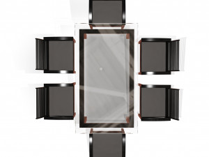 metal six seater dining set with tempered glass Model 3D