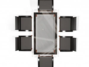 metal six seater dining set with tempered glass 3D Model