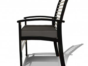 metal six seater dining set with tempered glass 3D Model