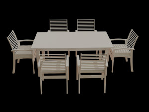 metal six seater dining set with tempered glass Model 3D