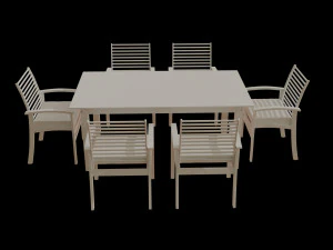 metal six seater dining set with tempered glass 3D Model