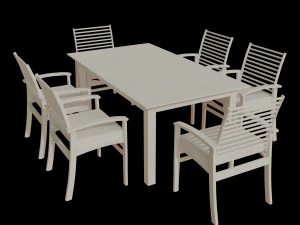 metal six seater dining set with tempered glass 3D Model