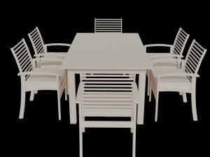 metal six seater dining set with tempered glass Model 3D