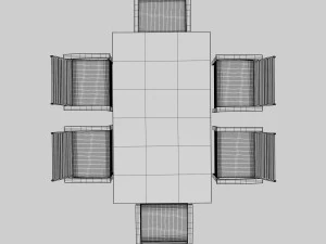 metal six seater dining set with tempered glass 3D Model