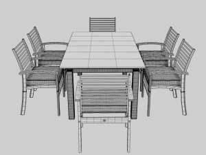 metal six seater dining set with tempered glass Model 3D