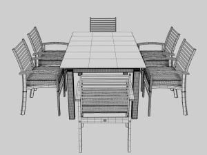metal six seater dining set with tempered glass 3D Model