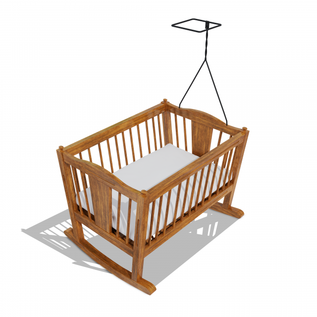 wooden baby cot 3D Model .c4d .max .obj .3ds .fbx .stl .blend 