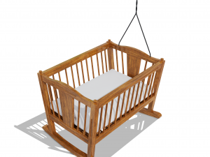 wooden baby cot 3D Model