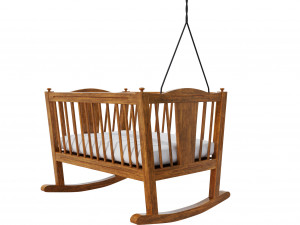 wooden baby cot 3D Model