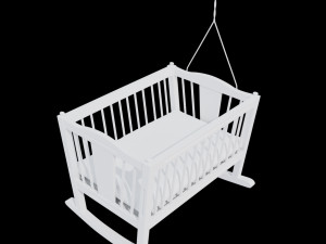 wooden baby cot 3D Model