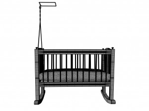 wooden baby cot 3D Model