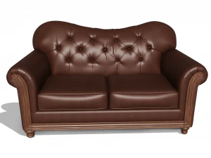 elegante sof&aacute; de cuero de dos plazas Modelo 3D