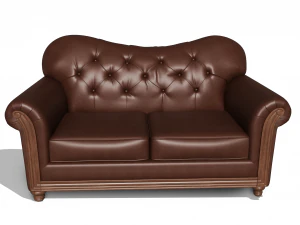 stylish two seater leather sofa 3D Model