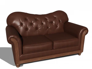 stylish two seater leather sofa 3D Model
