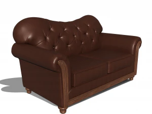 stylish two seater leather sofa 3D Model