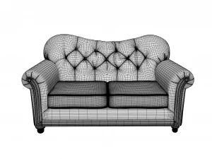 stylish two seater leather sofa 3D Model