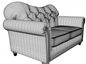 stylish two seater leather sofa 3D Model