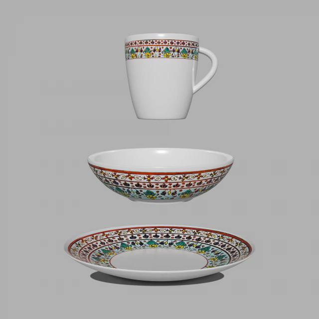 cup with saucer set 3D Model .c4d .max .obj .3ds .fbx .stl .blend