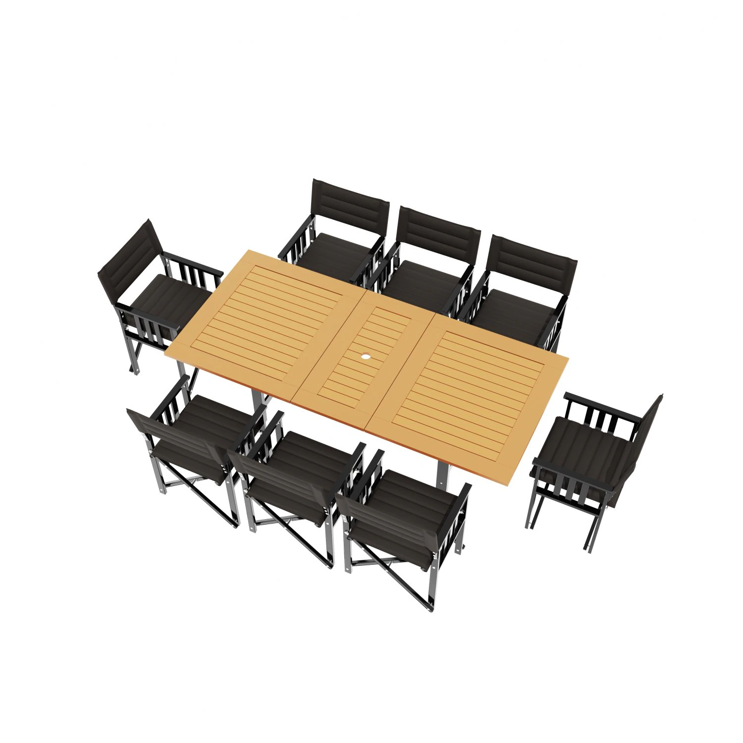 portable eight seater table chair set 3D Model .c4d .max .obj .3ds .fbx .stl .blend 