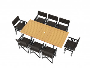 portable eight seater table chair set 3D Model