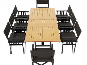 portable eight seater table chair set 3D Model
